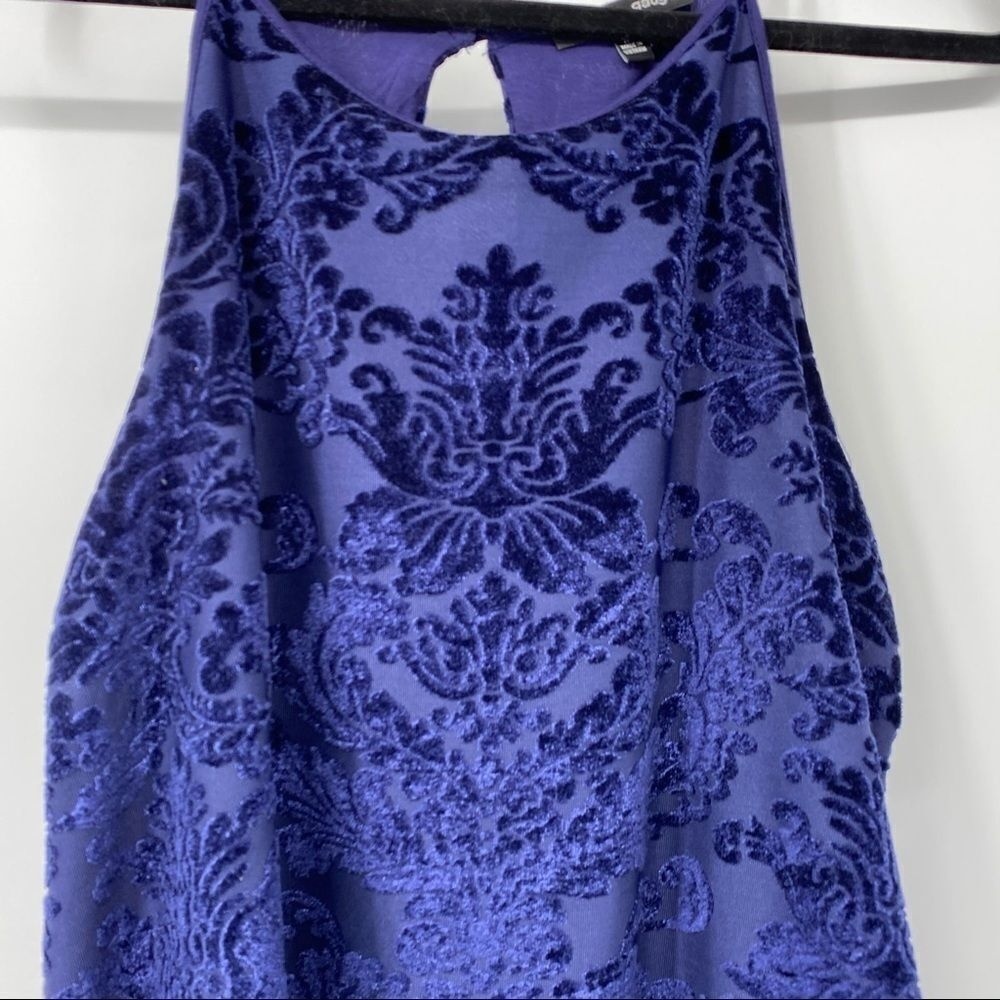 Cable & Gauge Dark Blue Crushed Print Velvet Tank - Picture 6 of 7